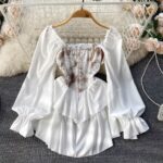 Ruffled mid length puffy dress